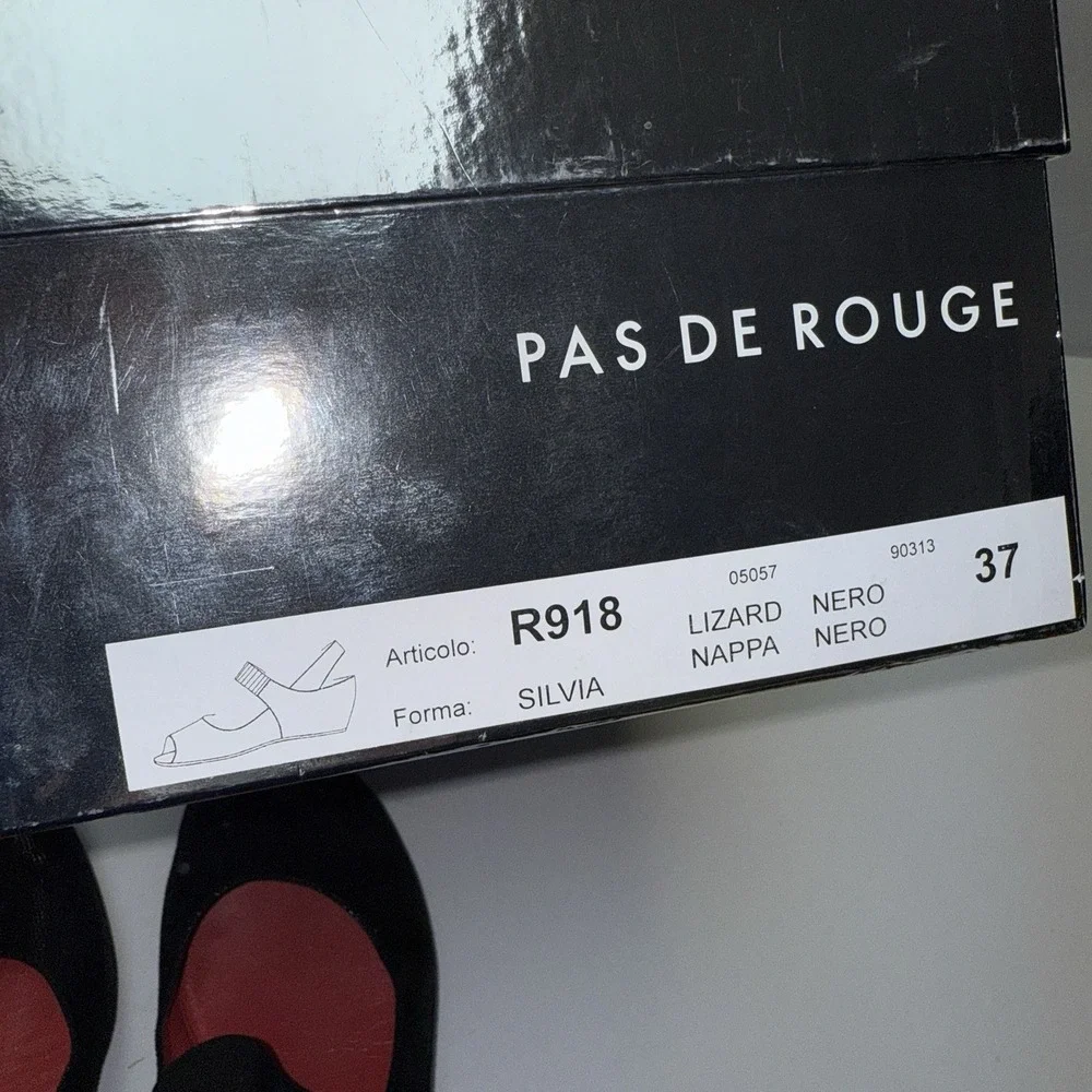 Pas de Rouge Women's R918‎ Silvia Black Lizard/Nappa Italy Size EU 37 US 6.5